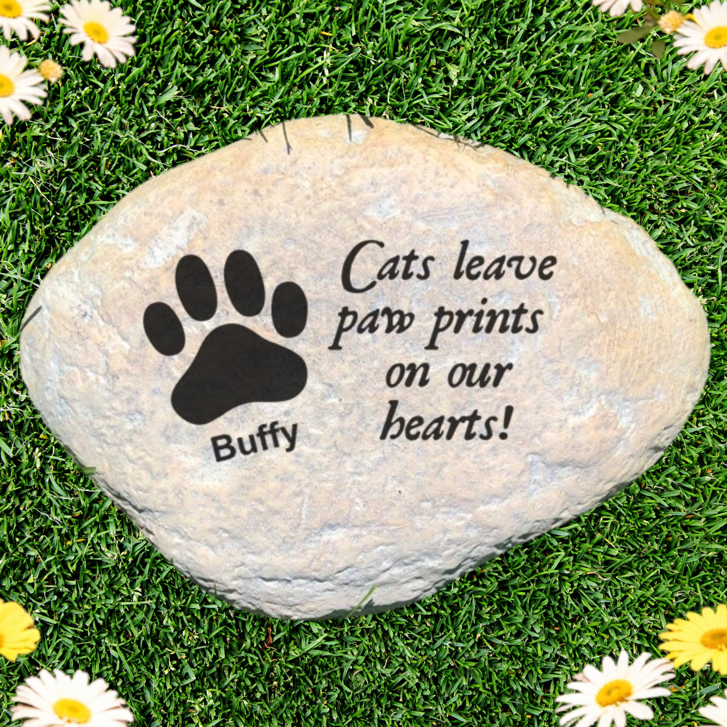 Cat Memorial Stone – Personalized Paw Print Garden Tribute with Durable Resin