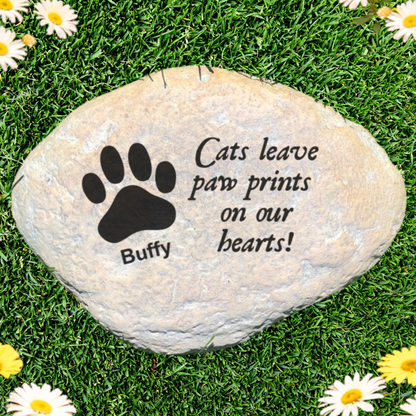 Cat Memorial Stone – Personalized Paw Print Garden Tribute with Durable Resin