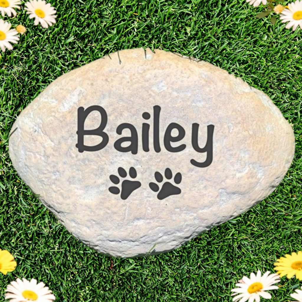 Dog Memorial Stone – Personalized Pet Stone | Garden Tribute with Paw Print