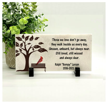 Empty Bench Memorial Stone - Personalized Concrete Paver With Cardinal Design