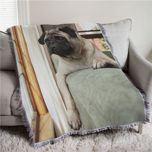 Pet Photo Tapestry Throw – Personalized 37x57 Woven Blanket