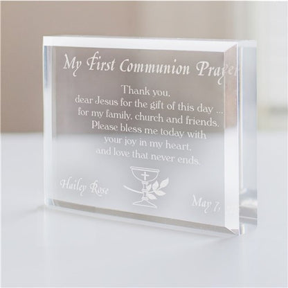 My First Communion Prayer Keepsake – Engraved Acrylic Communion Block