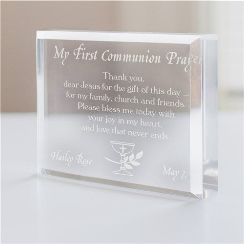 My First Communion Prayer Keepsake – Engraved Acrylic Communion Block