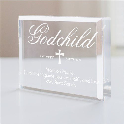 Godchild Personalized Baptism Keepsake – Engraved Glass Block