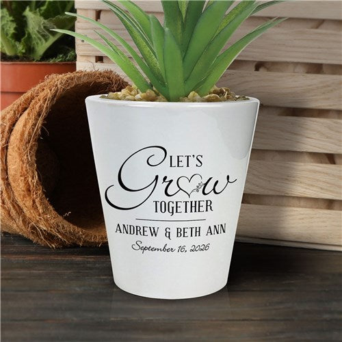 Personalized Let’s Grow Together Ceramic Flowerpot