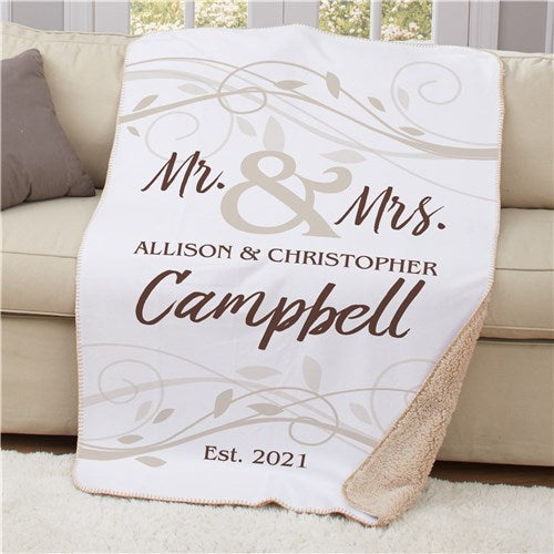 Personalized Wedding Sherpa Throw Blanket