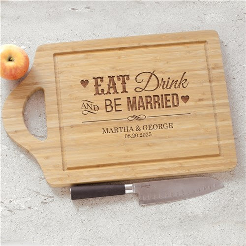 Engraved Eat Drink and Be Married Personalized Chef Carving Board