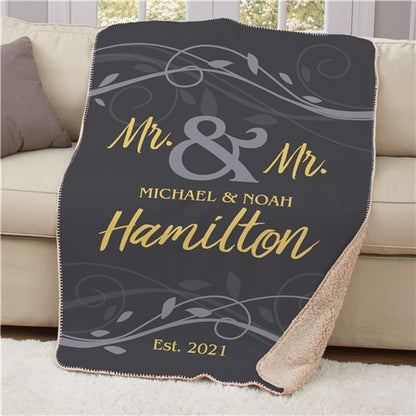 Personalized Wedding Sherpa Throw Blanket