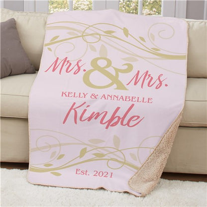 Personalized Wedding Sherpa Throw Blanket