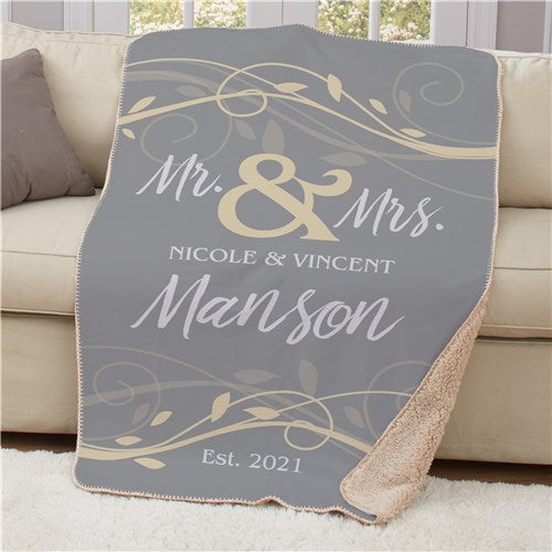 Personalized Wedding Sherpa Throw Blanket