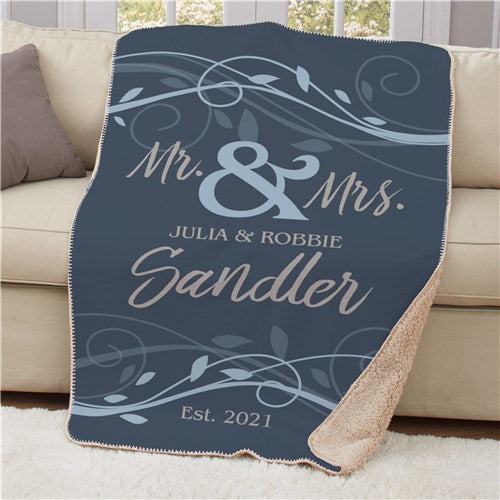 Personalized Wedding Sherpa Throw Blanket