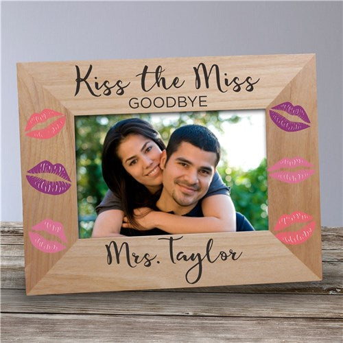 Kiss The Miss Goodbye Personalized Wood Frame