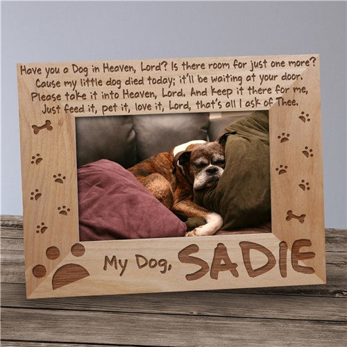 Dog Memorial Picture Frame – Personalized Wooden Frame With Poem