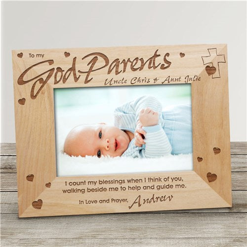 Personalized Godparent Frame – Custom Engraved Wood Picture Frame Gift