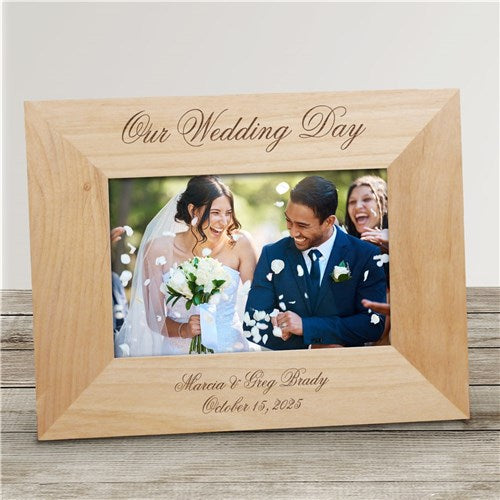 Personalized Wedding Frame - Engraved Wood Picture Frame | Custom Wedding Gift