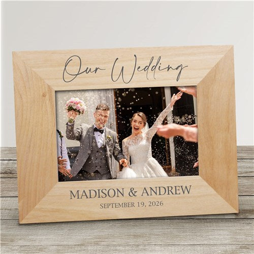 Personalized Wedding Frame - Custom Engraved Wood Picture Frame | Wedding Keepsake Gift