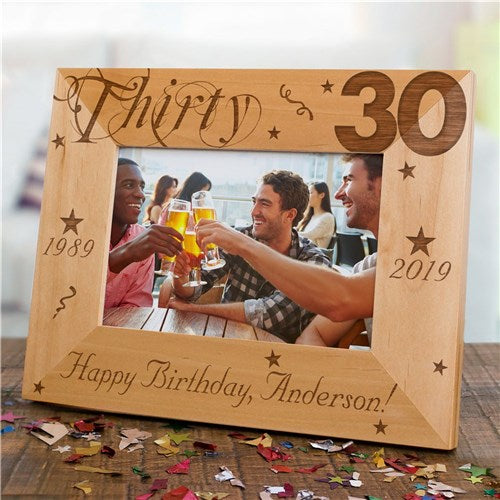Personalized Birthday Frame – Custom Engraved Wood Frame For Milestone Gifts