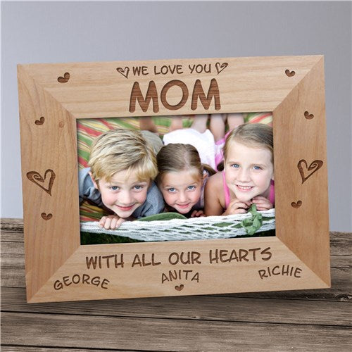 Personalized Mom Frame | Engraved Wood Picture Frame - Custom Family Photo Display