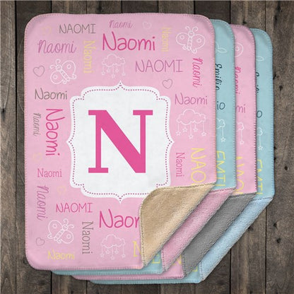 Personalized Baby Blanket - Custom Baby Sherpa Blanket With Name & Initial, Cozy Micro Mink