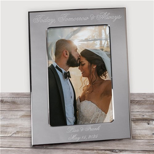 Personalized Wedding Frame – Silver Engraved Photo Keepsake | Custom Name Date Gift