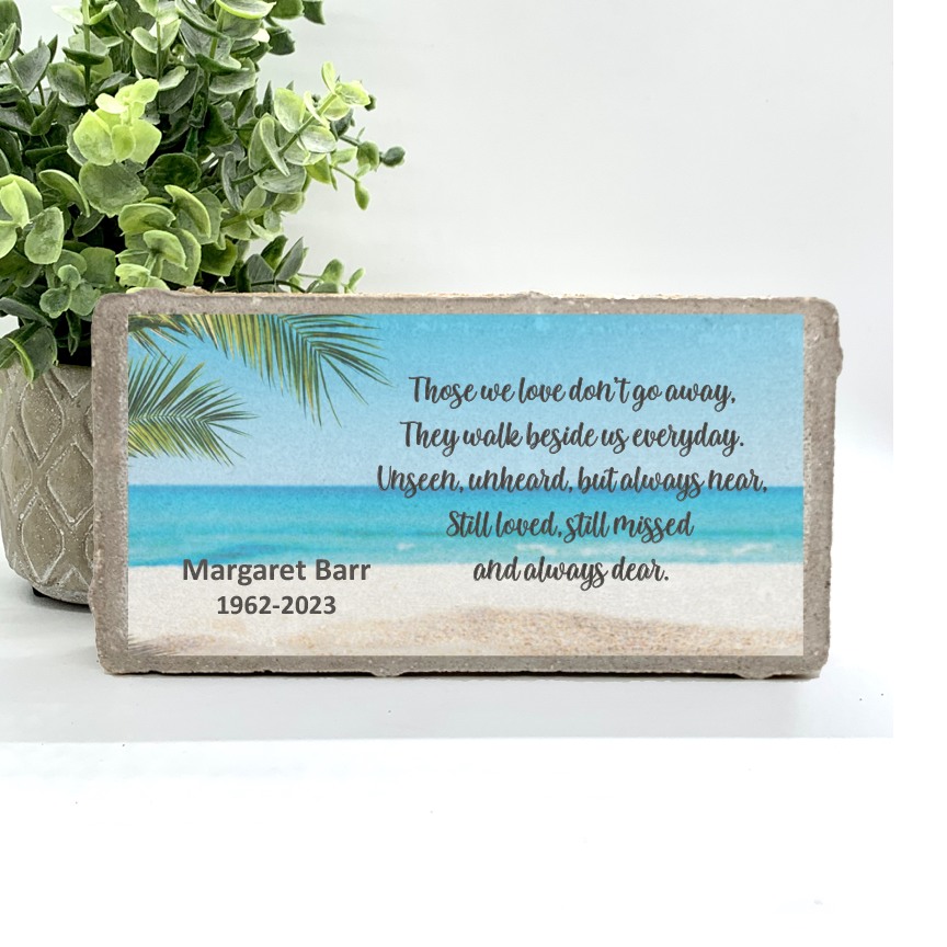 Personalized Memorial Stone - Beach Theme | Custom Sympathy Gift | Indoor Outdoor Memorial