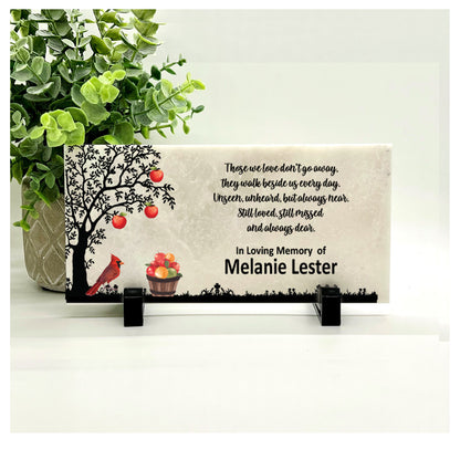 Personalized Memorial Stone - Custom Apple Tree Memorial Garden Plaque
