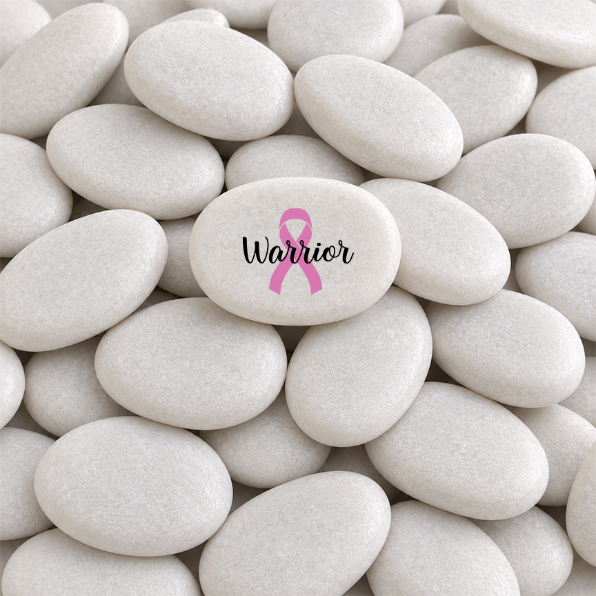 Cancer Warrior Stone - Marble Stone Breast Cancer Gift | Pink Ribbon Keepsake