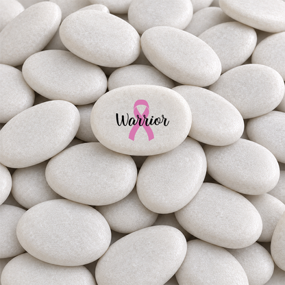 Cancer Warrior Stone - Marble Stone Breast Cancer Gift | Pink Ribbon Keepsake