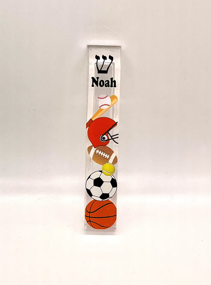 Personalized Sports Mezuzah - Acrylic Mezuzah Case with Custom Name Design