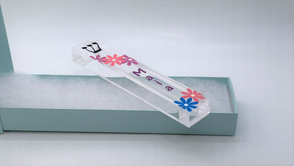 Personalized Acrylic Mezuzah - Flower Mezuzah Case | Custom Indoor Holder