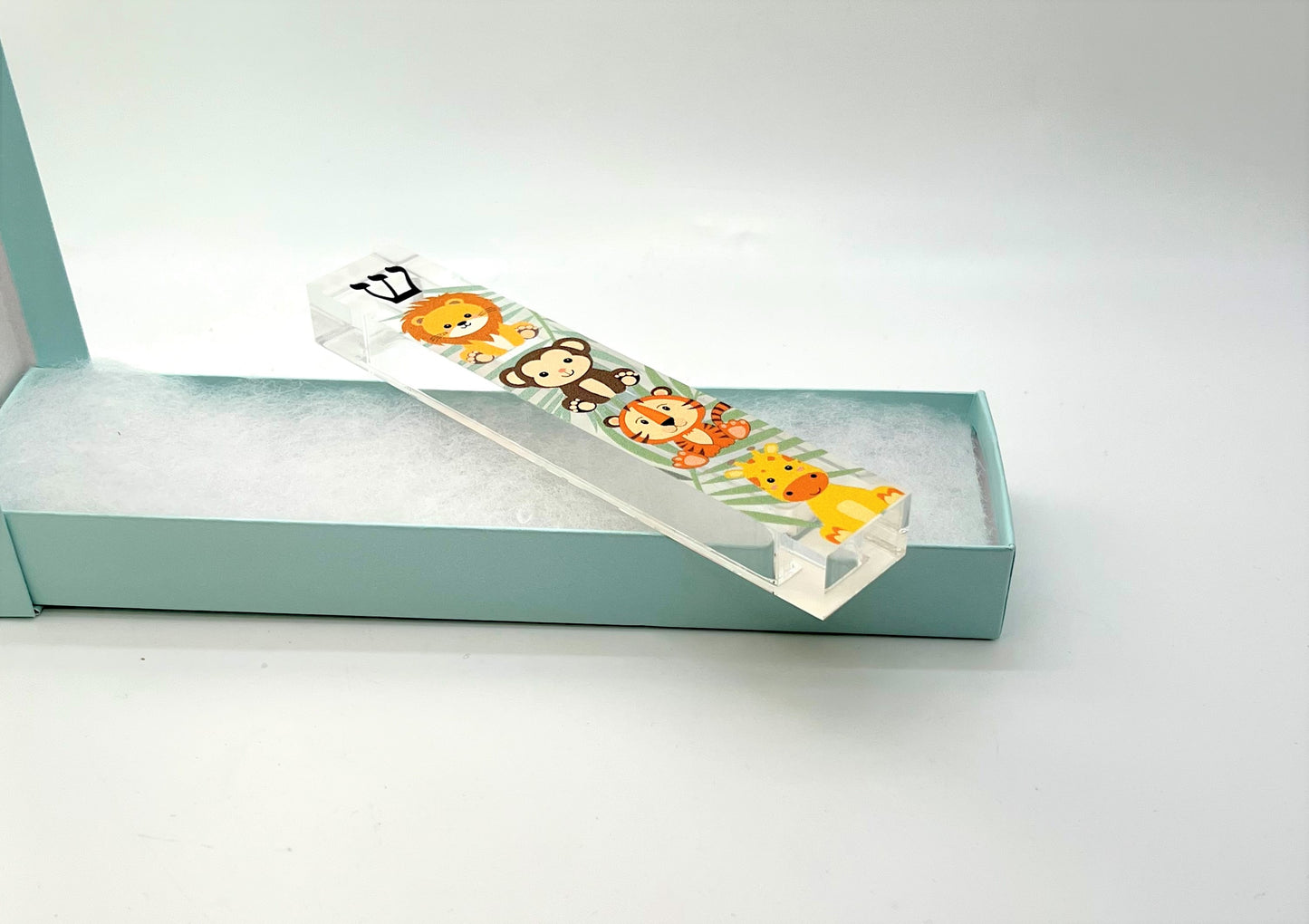 Personalized Baby Mezuzah – Acrylic Jungle Animal Mezuzah Case | Custom Nursery Gift