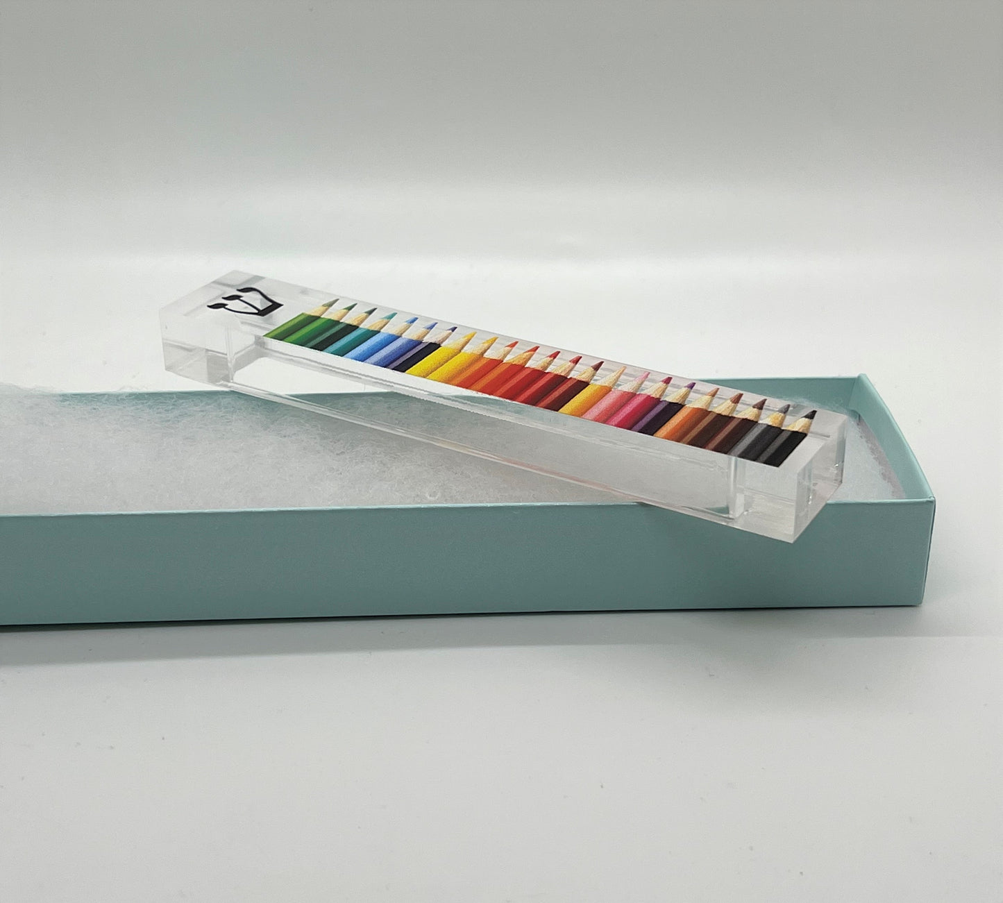 Personalized Acrylic Mezuzah - Colored Pencils Custom Name Case, UV Printed Gift