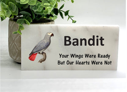 African Grey Memorial Stone – Personalized Pet Memorial Stone For Bird Remembrance
