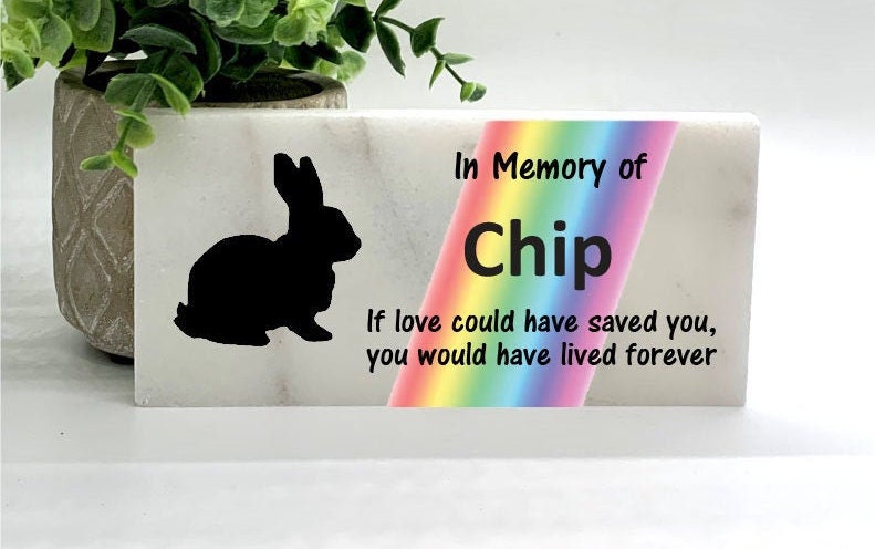 Rabbit Memorial Stone - Personalized Pet Keepsake | Rainbow Bridge Stone