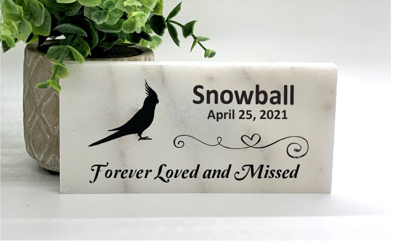 Cockatiel Memorial Stone - Personalized Pet Memorial | Custom Concrete & Marble Marker