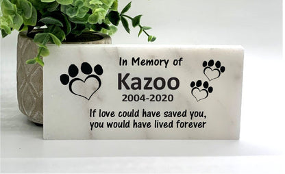 Pet Memorial Stone - Custom Heart Paw Prints | Personalized Outdoor & Indoor Plaque