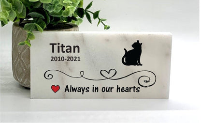 Cat Memorial Stone - Personalized Pet Memorial Stone With Marble Or Concrete