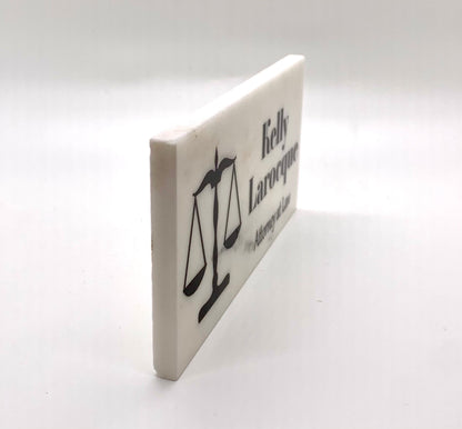 Attorney Desk Sign – Custom Lawyer Name Plate | Personalized Marble Plaque