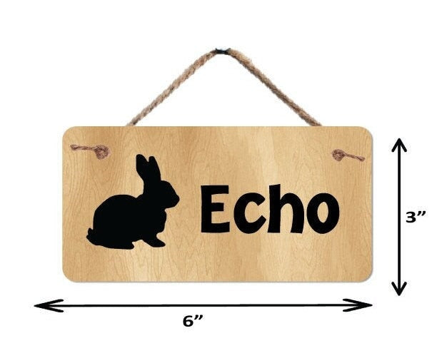Name Sign For Rabbit Rabbit Cage Name Plate - Personalized 3x6 Aluminum Pet Sign With Wood ...