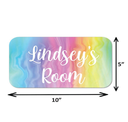 Personalized Name Sign - Rainbow Swirl Sign | Waterproof PVC Kids Room Decor