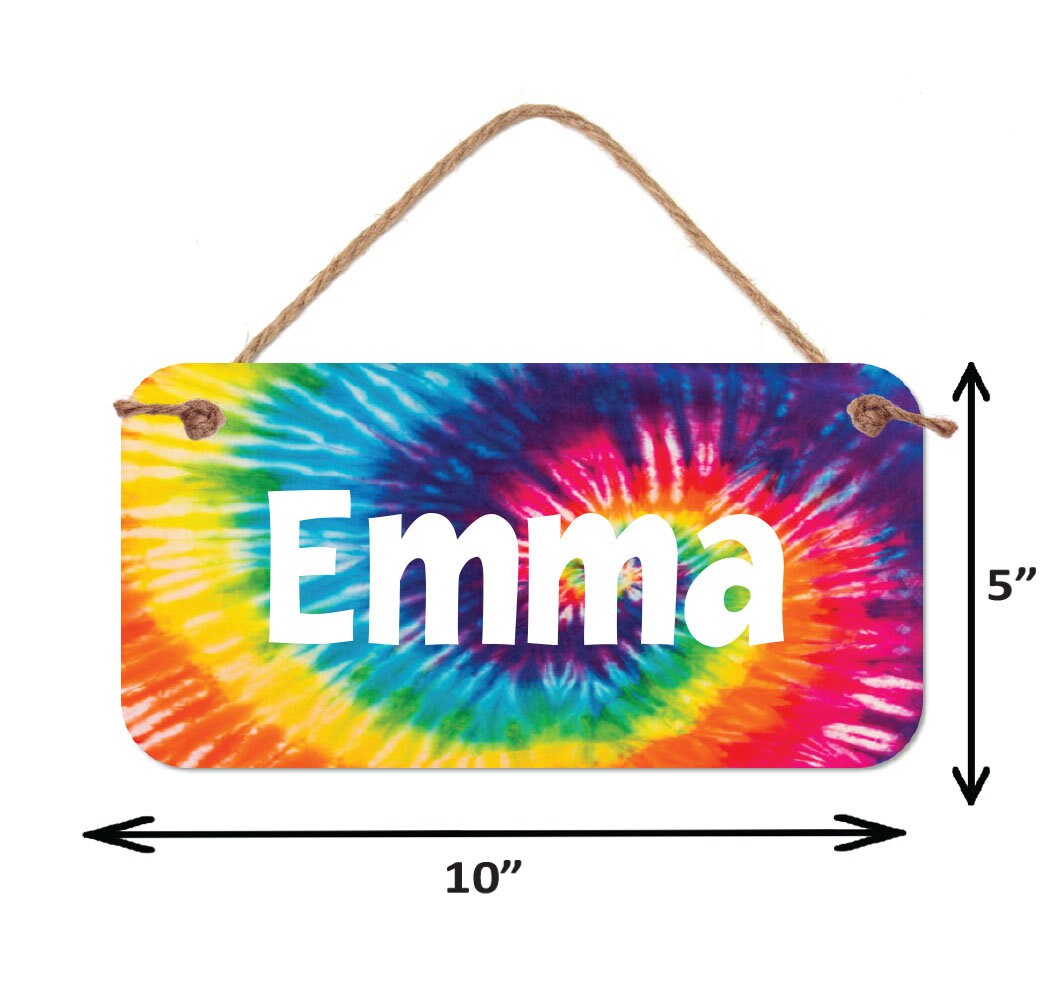 Personalized Tie Dye Sign - Custom Name Plaque 5x10 Waterproof PVC Room Decor