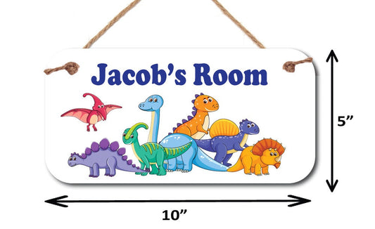 Dinosaur Name Sign - Personalized 5" x 10" Kids Room Decor