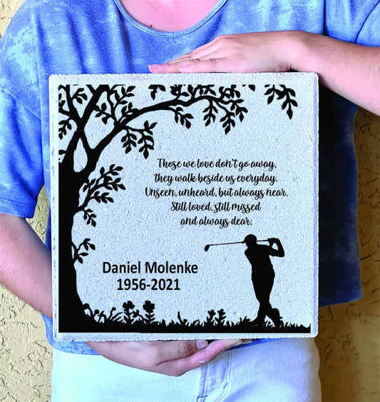 Golfer Memorial Stone - Custom Memorial Gift | Paver Stone 12x12