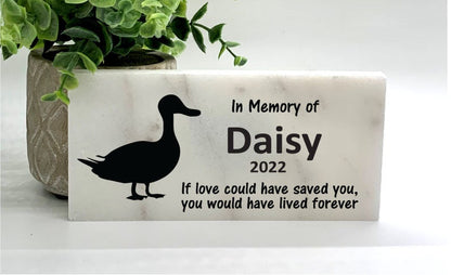 Duck Memorial Stone - Personalized Pet Keepsake | Custom Sympathy Gift