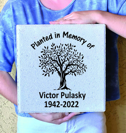 Personalized Memorial Stone - Custom Concrete Paver Marker | Memorial Tree Plaque 12"x12"