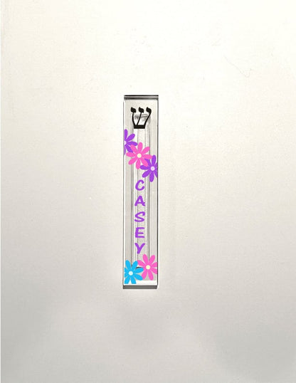 Personalized Acrylic Mezuzah - Flower Mezuzah Case | Custom Indoor Holder
