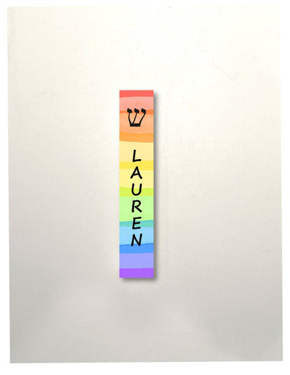 Personalized Acrylic Mezuzah | Rainbow Stripes Case With Adhesive | Custom Jewish Wall Decor