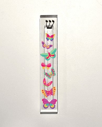 Butterfly Mezuzah -Acrylic Mezuzah - Modern Mezuzah - Personalized Judaica Gift - New Baby Gift - New Home Gift - Whimsical Butterflies