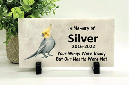 Cockatiel Memorial Stone - Personalized Pet Memorial Gift With Name