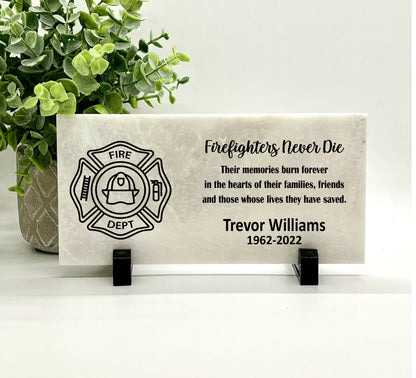 Firefighter Memorial Stone – Personalized Custom Tribute Plaque